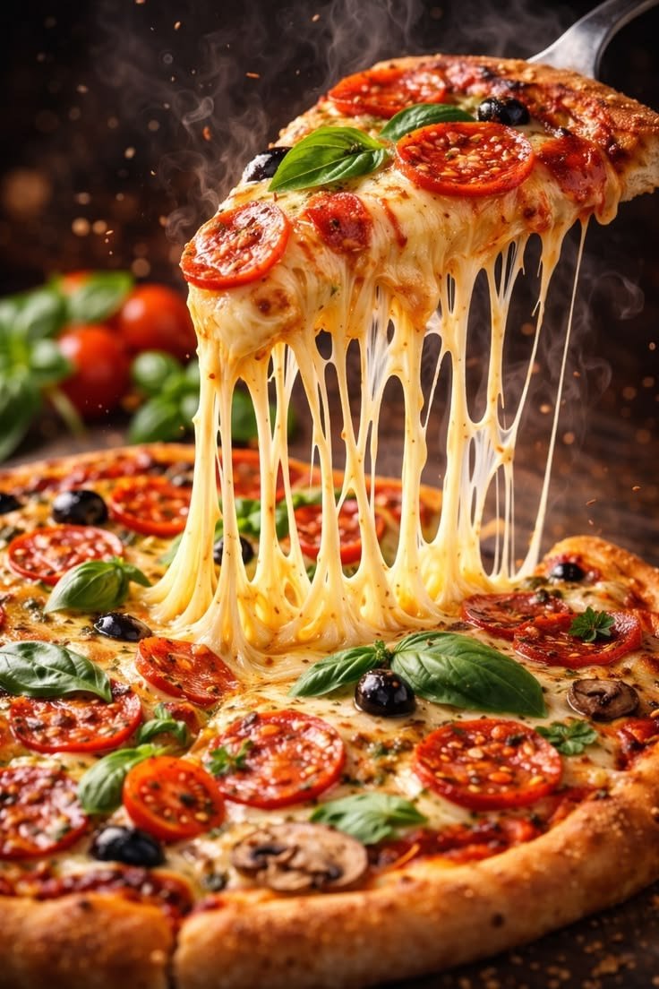 Cheese Pull Pepperoni Pizza